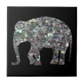 Zilverige zilvermozaïekglitter Elephant Tegeltje (Voorkant)