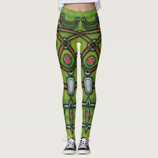 Zilverketting en rozijnen, groene en bruine Leggin Leggings