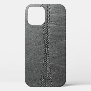 Zilverketting voor grijze textiel iPhone 12 hoesje