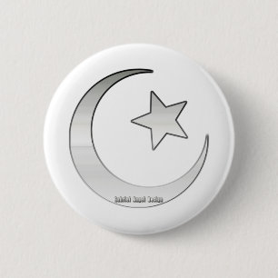 Zilverkleurd Star- en Crescent-symbool Ronde Button 5,7 Cm