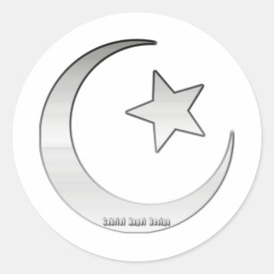 Zilverkleurd Star- en Crescent-symbool Ronde Sticker