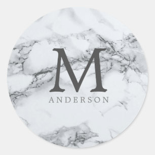 zilverkleurig masculinair dubbel monogram ronde sticker