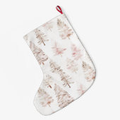 Zilverkleurige roze witte kerstbomen grote kerstsok (Achterkant (Hangend))