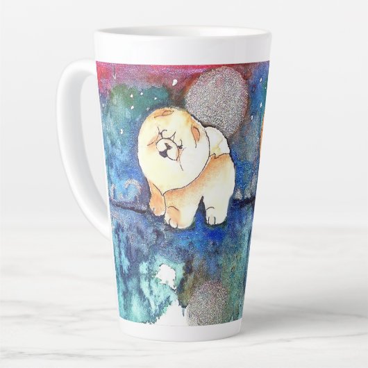 ZILVERMAAN Chow hond waterverf Latte Mok (Linkerhoek)