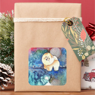 ZILVERMAAN Chow hond waterverf Vierkante Sticker