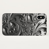 Zilvermetaal gegraveerd ziet er abstract grijs sta Case-Mate iPhone case (Achterkant (horizontaal))