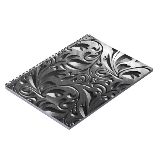 Zilvermetaal gegraveerd ziet er abstract grijs sta notitieboek (Linkerzijde)