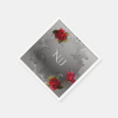 Zilverornamentaal  Fancy rood rozenhuwelijk Servetten (Hoek)