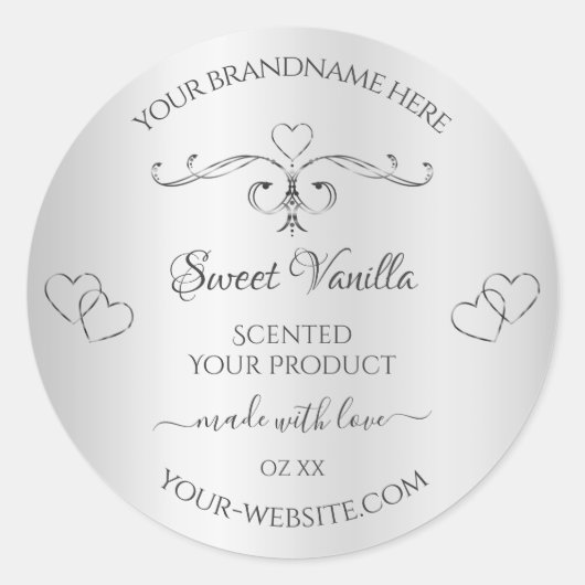 zilverproduct labels decor hart (Voorkant)