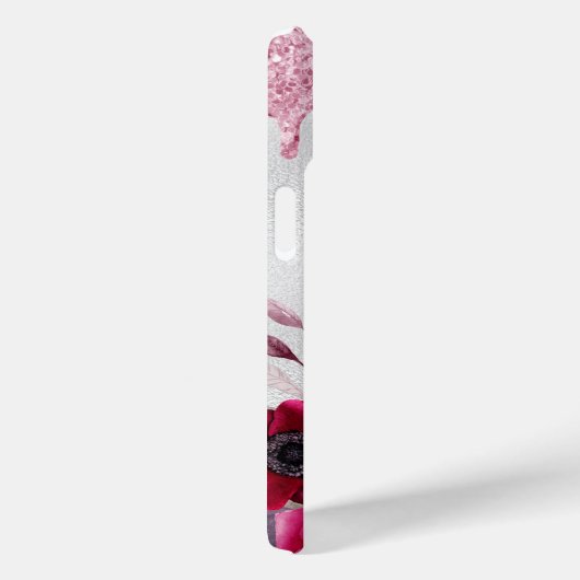 Zilverroze glitterbloemen Case-Mate iPhone case (Achterkant / Rechts)