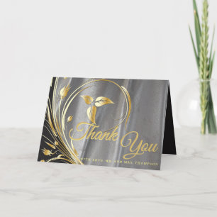 Zilversatin en goudbloem bedankkaart