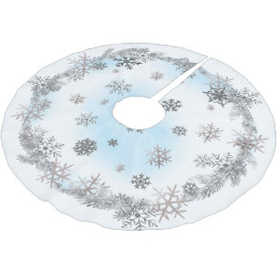 Zilversneeuwvlokken en blauwe waterverf kerstboom rok