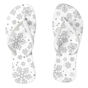 Zilversneeuwvlokken op wit teenslippers