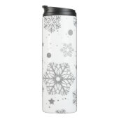 Zilversneeuwvlokken op wit thermosbeker (Geroteerd rechts)