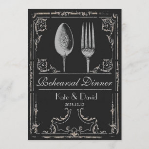   Zilverspon Fork Rehearsal Dinner Kaart
