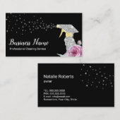 Zilverspuitroze flacon visitekaartje (Voorkant / Achterkant)