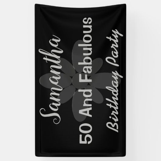 Zilvertekst 50 en verbluffend verjaardagstanner spandoek (Verticaal)