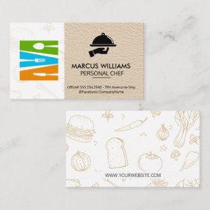 Zilverwaren logo Restaurant Eigenaar Leder Visitekaartje