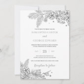 Zilverwinterdenden en connen moderne bruiloft kaart (Voorkant)