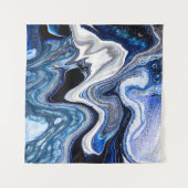 Zilverwitte, diepe zeeen marmeren textuur. wandkleed (Voorkant (horizontaal))