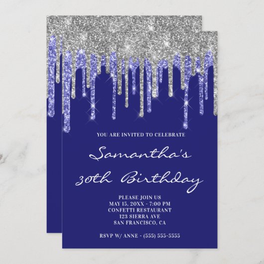 Zilverzeemacht Glitter rijdt 's middags blauw Kaart (Voorkant / Achterkant)