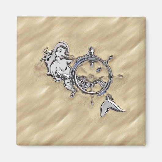 Zilverzeemeermin in de zand magneet (Voorkant)