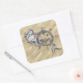 Zilverzeemeermin in de zand vierkante sticker (Envelop)