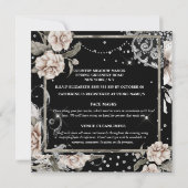 Zilverzwarte shabby roos paris chic bow kaart (Achterkant)