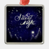 Zilzame nacht, heilige nacht - sneeuwscène met lui metalen ornament (Voorkant)