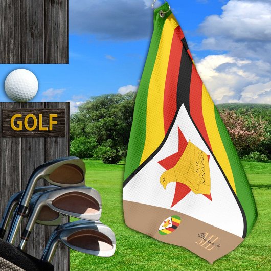 Zimbabwaanse vlag en Zimbabwe monogrammen /Afrika Golfhanddoek