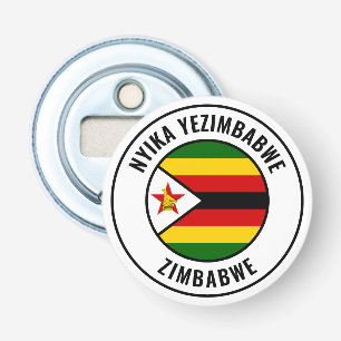 Zimbabwaanse vlag: groots patriottische bottenopen button flesopener