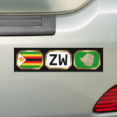 Zimbabwaanse vlaggenkaartcode Bumpersticker (Op auto)