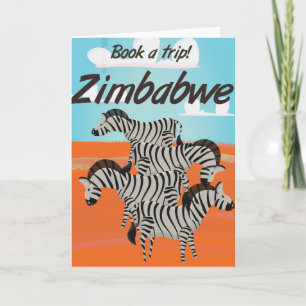 Zimbabwaanse zebra vintage reisposter feestdagen kaart