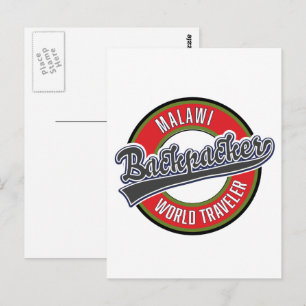 Zimbabwe backpacker world traveler logo. briefkaar briefkaart