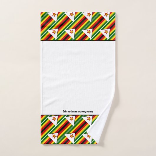 ZIMBABWE DRAPEAU Customisé Écriture BLANC (Serviette à main)