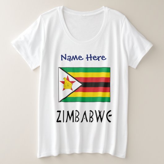 Zimbabwe Drapeau zimbabwéen Noir Nom personnalisé (Design devant)