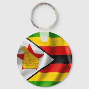 Zimbabwe Flag Basic Button Key Ring Sleutelhanger