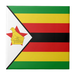 Zimbabwe Flag Ceramic Tile Tegeltje
