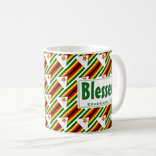 ZIMBABWE FLAG Custom Scripting BLESSED Zimbabwean Koffiemok (Voorkant rechts)