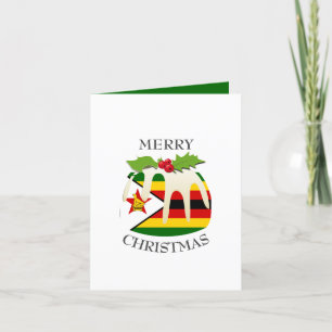 ZIMBABWE FLAG Festive Plum Pudding Kerstmis Feestdagen Kaart