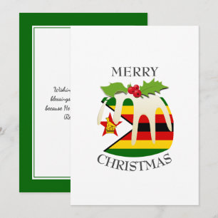 ZIMBABWE FLAG Festive Plum Pudding Kerstmis Feestdagenkaart