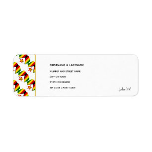 ZIMBABWE FLAG John 3:16 Patriottisch adres Etiket