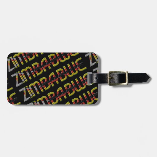Zimbabwe Flag Typografie Patroon Afrikaans land Bagagelabel (Voorkant horizontaal)