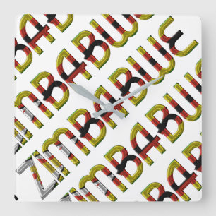 Zimbabwe Flag Typography Pattern African Country Vierkante Klok