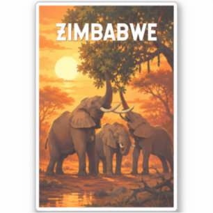 Zimbabwe Illustratie Reis Kunst Vintage Sticker