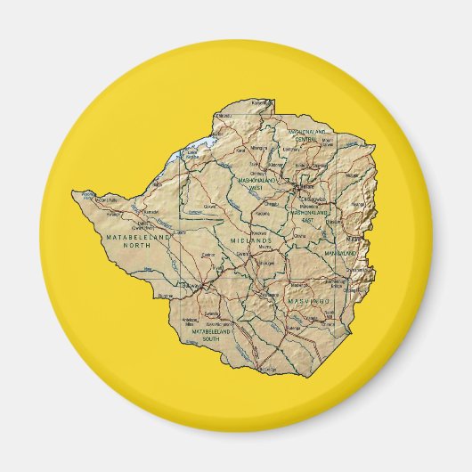 Zimbabwe Kaart Magneet (Voorkant)