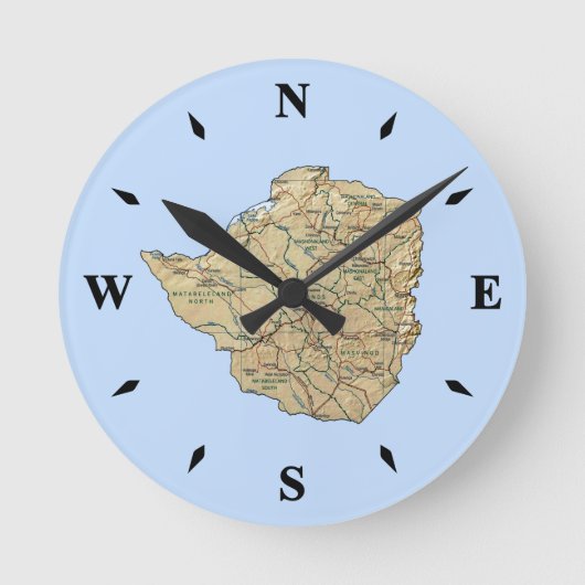 Zimbabwe Map Clock Ronde Klok (Voorkant)