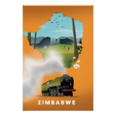 Zimbabwe Map geïllustreerd reisposter Perfect Poster (Voorkant)