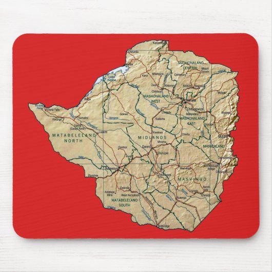 Zimbabwe Map Mousepad Muismat (Voorkant)
