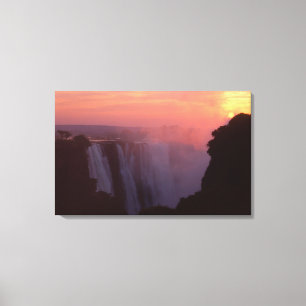 Zimbabwe, Nationaal park Victoria Falls. Nevelig Canvas Afdruk